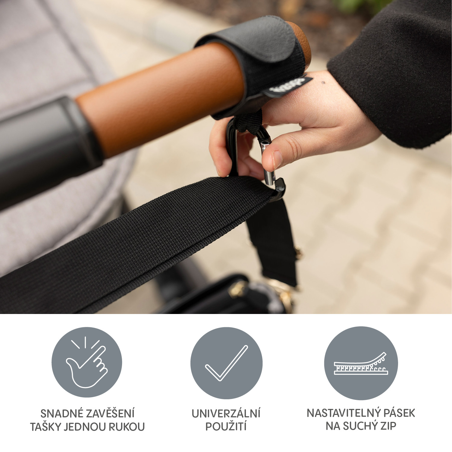 ZOPA Multifunkční popruh se skobou 2 ks, Black