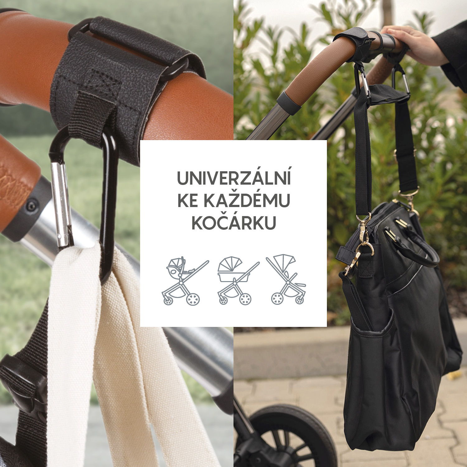 ZOPA Multifunkční popruh se skobou 2 ks, Black