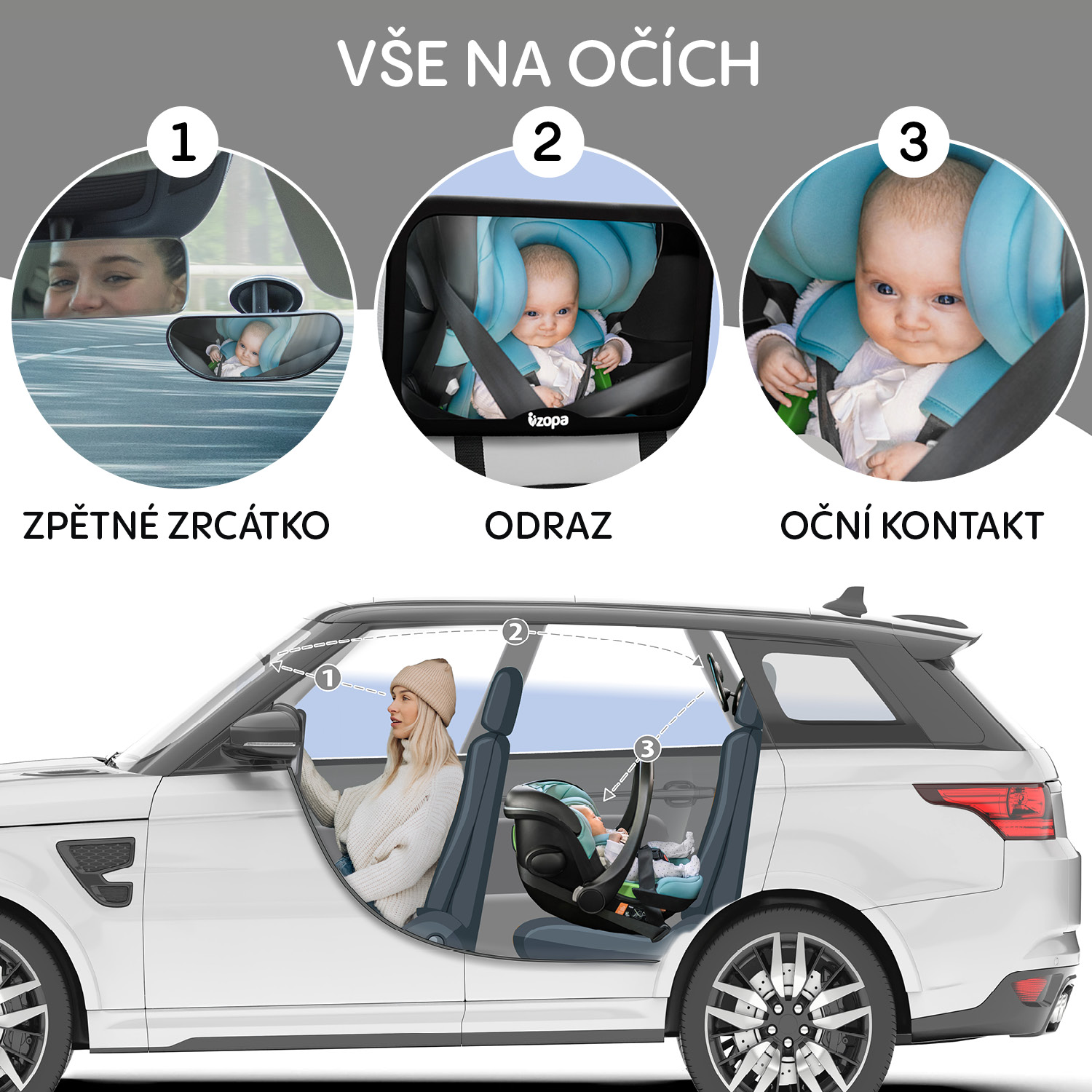 Zopa Malé zpětné zrcátko DELUXE, Black