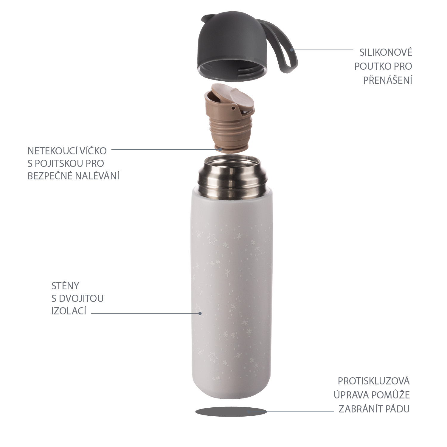 ZOPA Termoska na tekutiny se silikonovým držákem 400 ml, Mountains