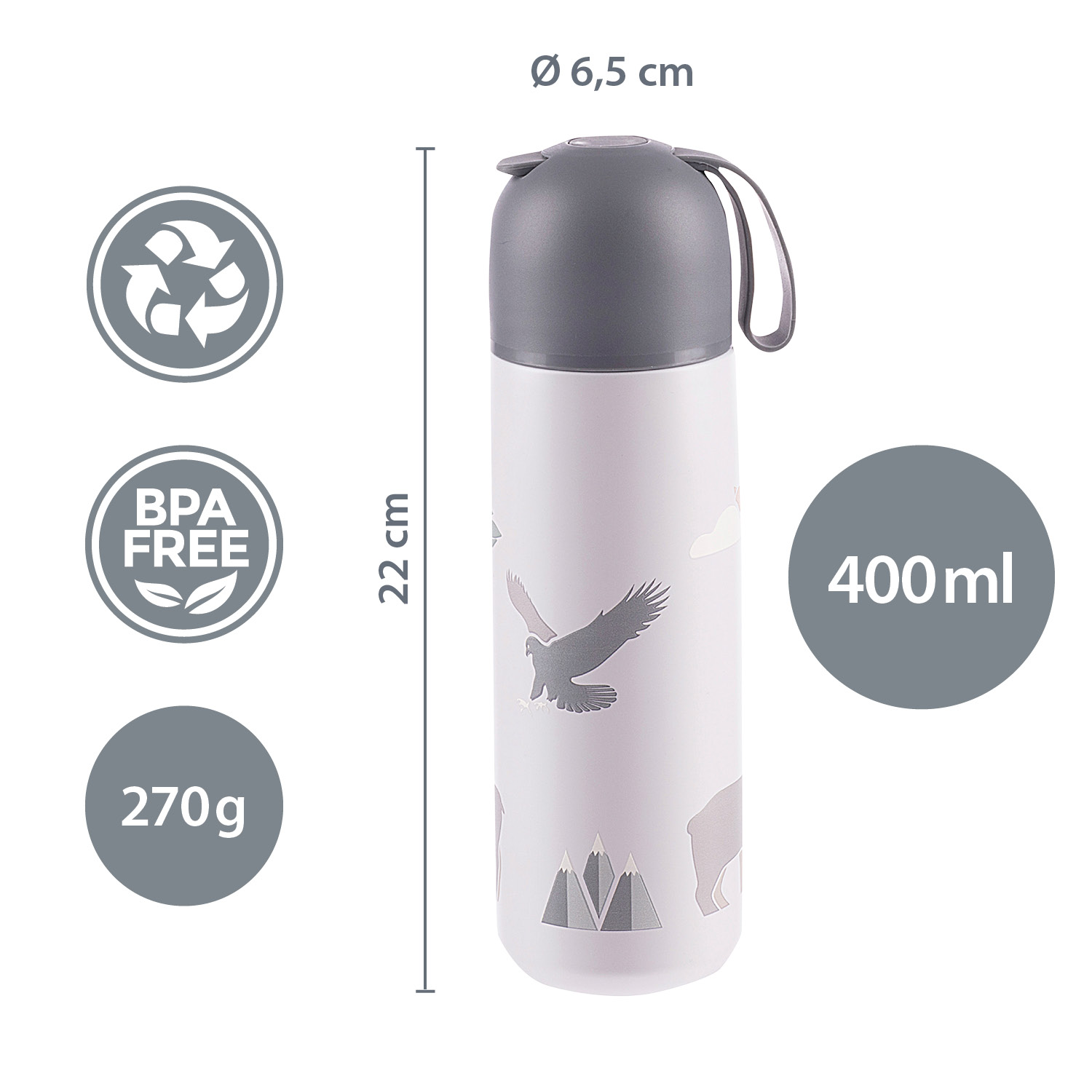 ZOPA Termoska na tekutiny se silikonovým držákem 400 ml, City