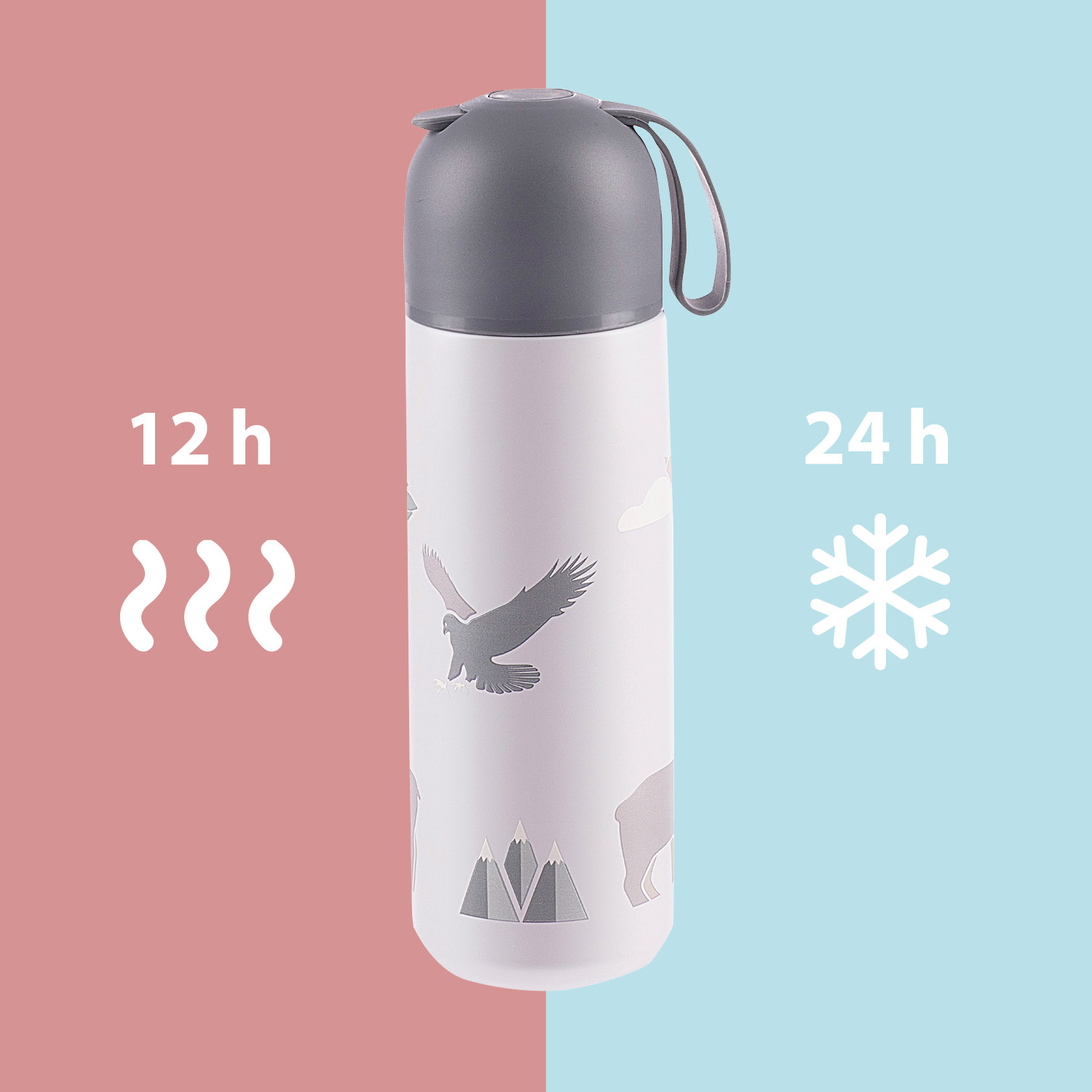 ZOPA Termoska na tekutiny se silikonovým držákem 400 ml, Flowers