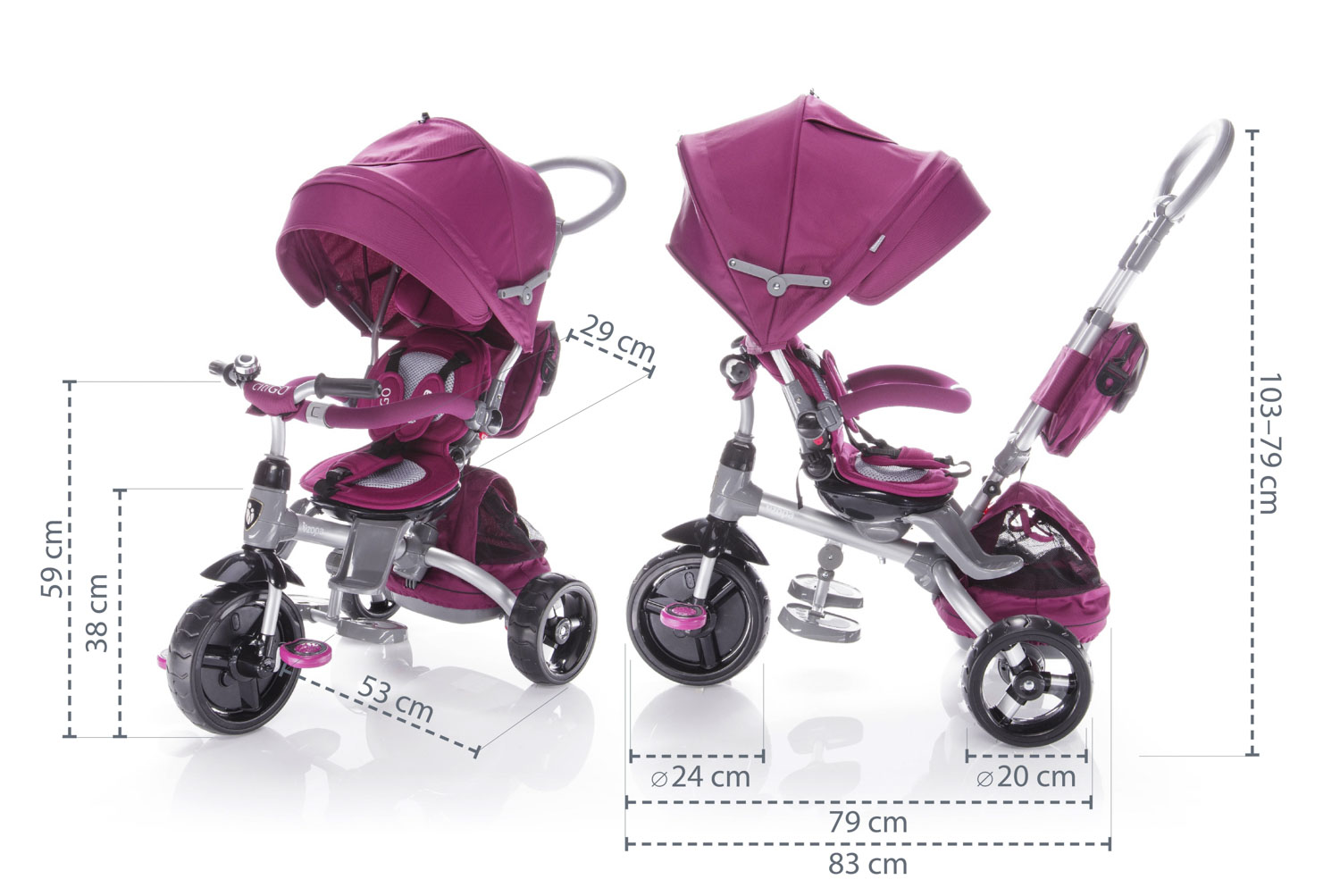 ZOPA Tříkolka citiGO, Mulberry Pink