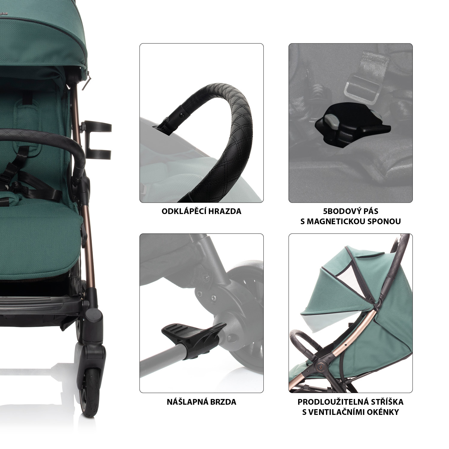 ZOPA Kočárek Quiq 2, Antique Green/Black