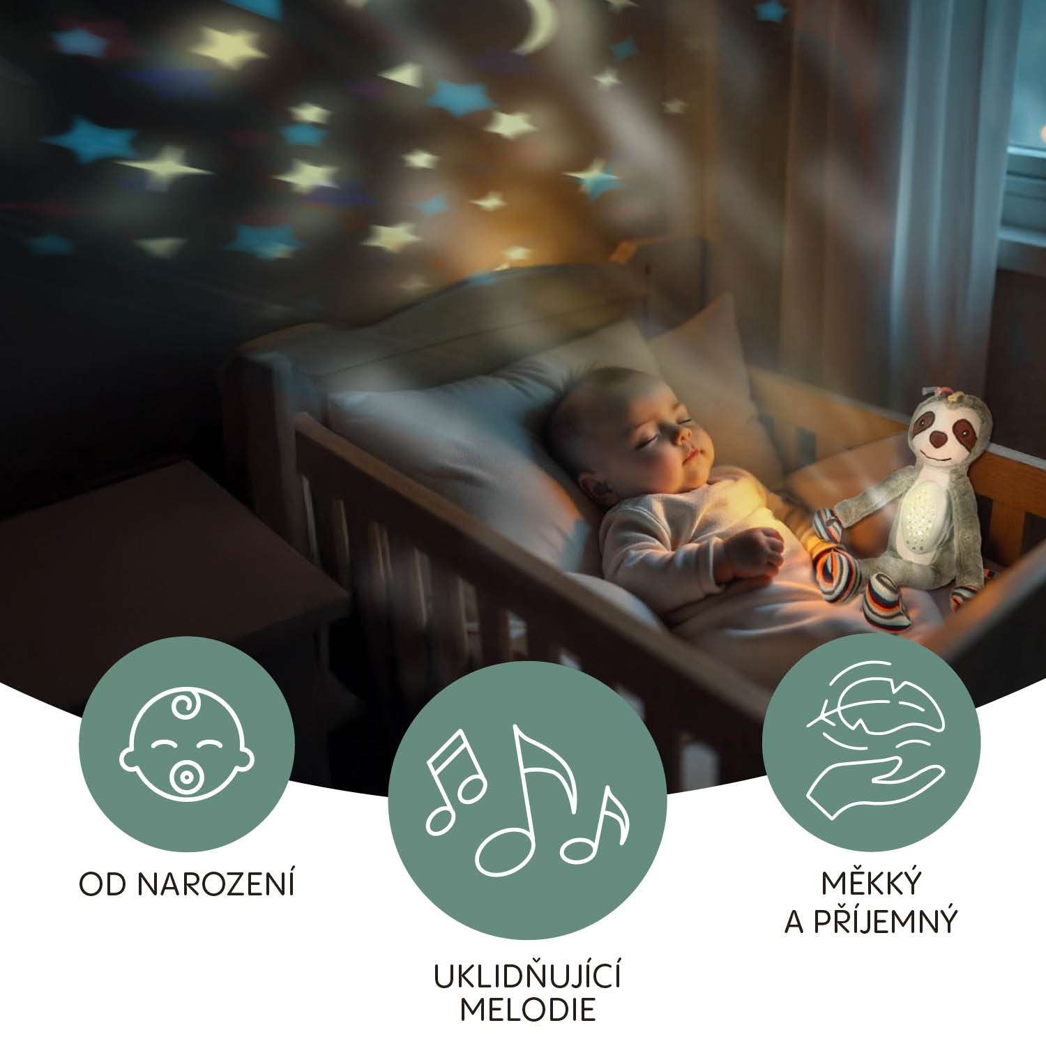 Zopa Plyšový usínáček s projektorem a melodiemi, Monkey