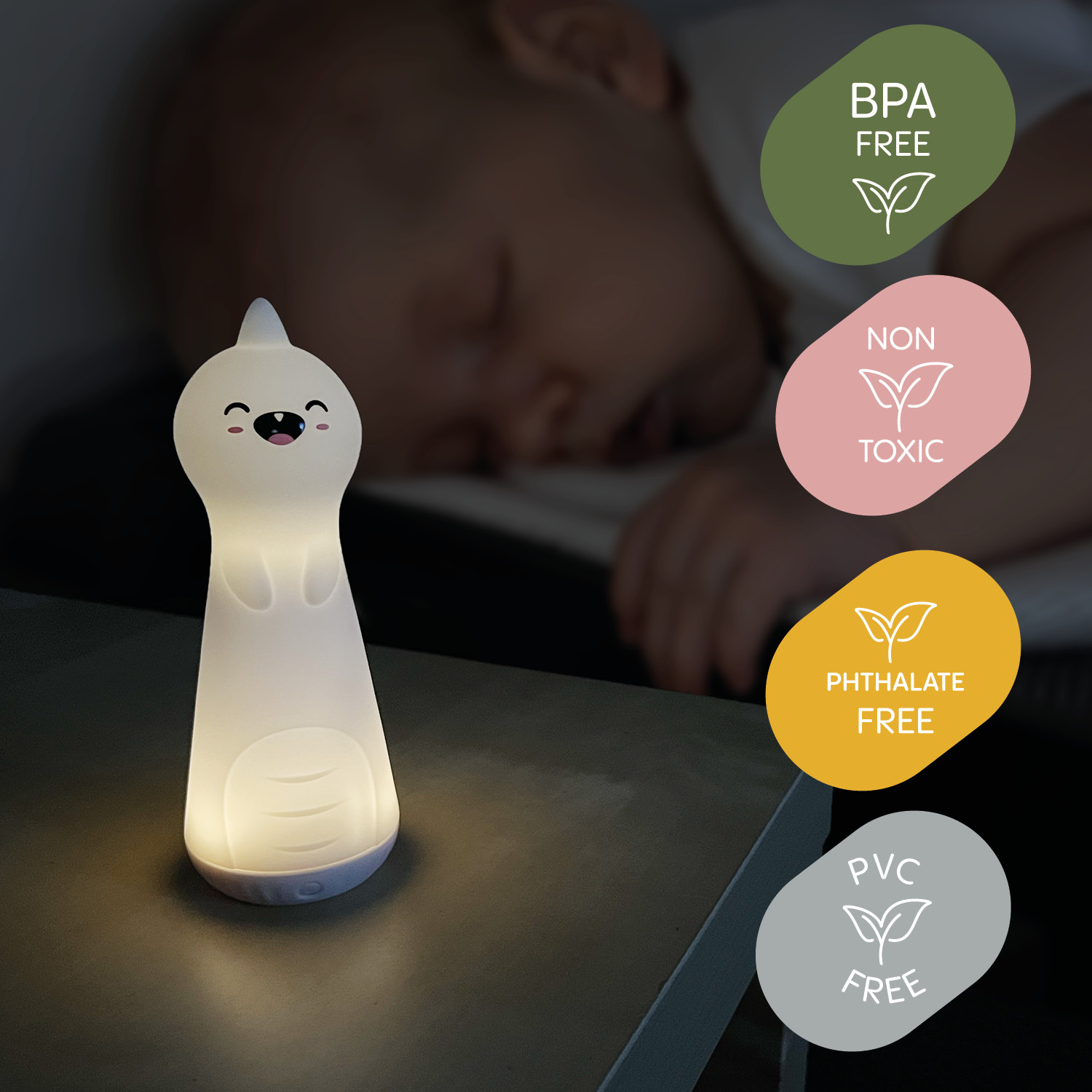 Zopa Silikonové LED noční světlo s baterkou, Dino