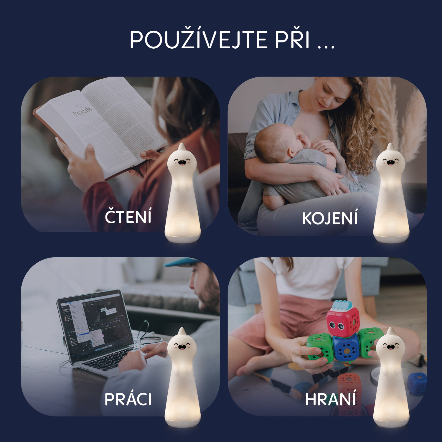Zopa Silikonové LED noční světlo s baterkou, Dino