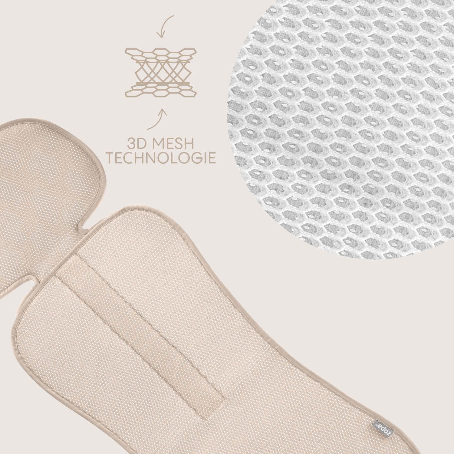 ZOPA Prodyšná podložka do autosedačky Breeze sk. 2/3, Ivory Beige