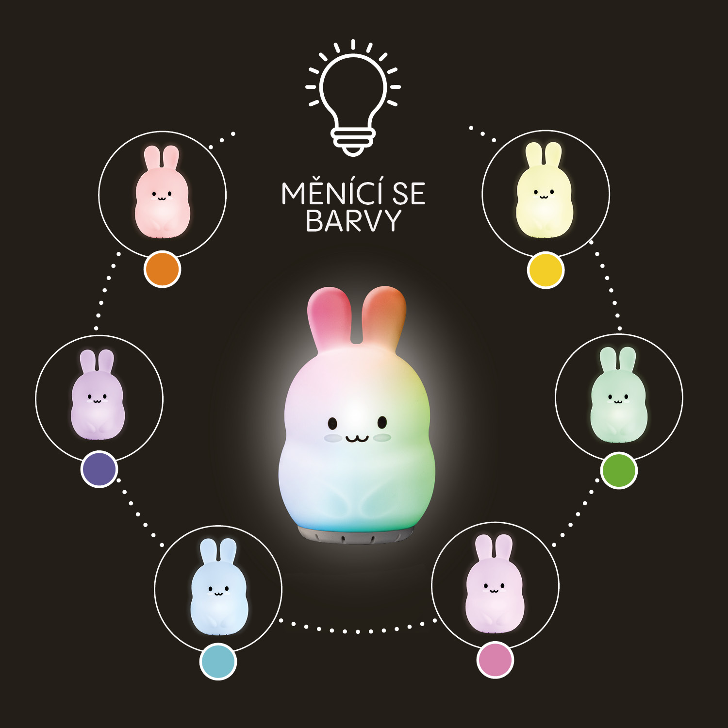 ZOPA Silikonová LED noční lampička vel. M, Rabbit