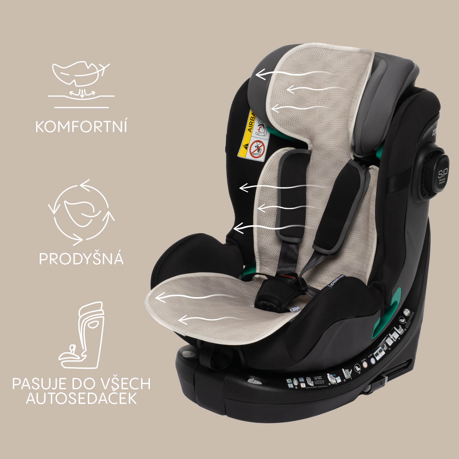ZOPA Prodyšná podložka do autosedačky Breeze sk. 1, Ivory Beige