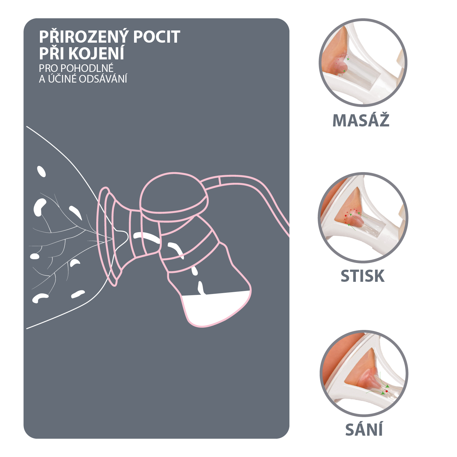 ZOPA Manuální odsávačka mléka Basic, Grey