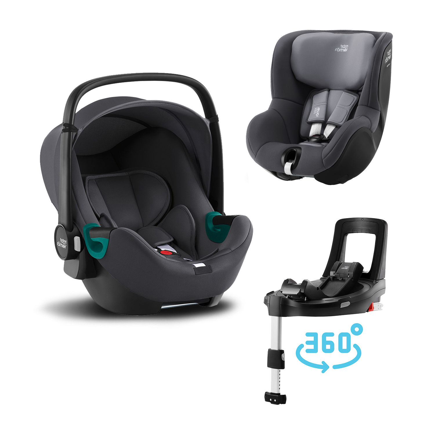 Autosedačka set Baby-Safe 3 i-Size+Flex Base iSense+Autosedačka Dualfix 3 i-Size, Midnight Grey